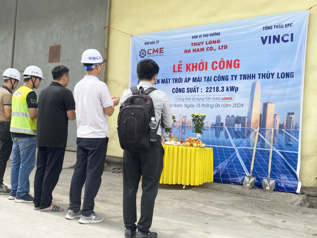 dự án điện mặt trời áp mái; điện mặt trời; solar; khởi công; lễ khởi công; dự án; vinci e&C; vinci solar; cme solar; thủy long hà nam; vinci; điện năng lượng mặt trời