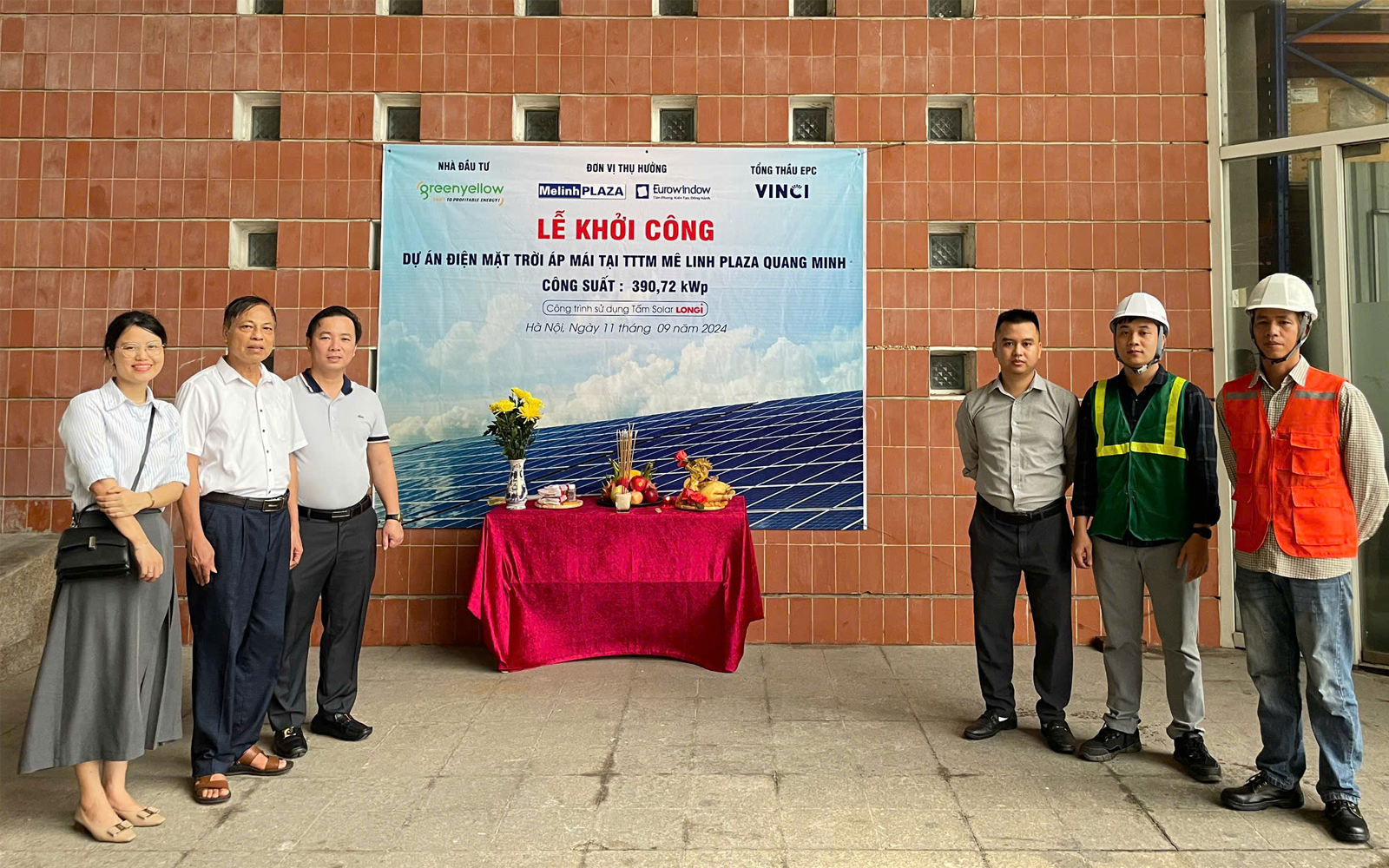 khởi công dự án điện mặt trời; khởi công dự án; khởi công; điện mặt trời; solar; vinci; vinci E&C; vinci power; điện mặt trời áp mái; vinci e&c khởi công điện mặt trời; lễ khởi công; mê linh plaza; green yellow; chủ đầu tư green yellow;