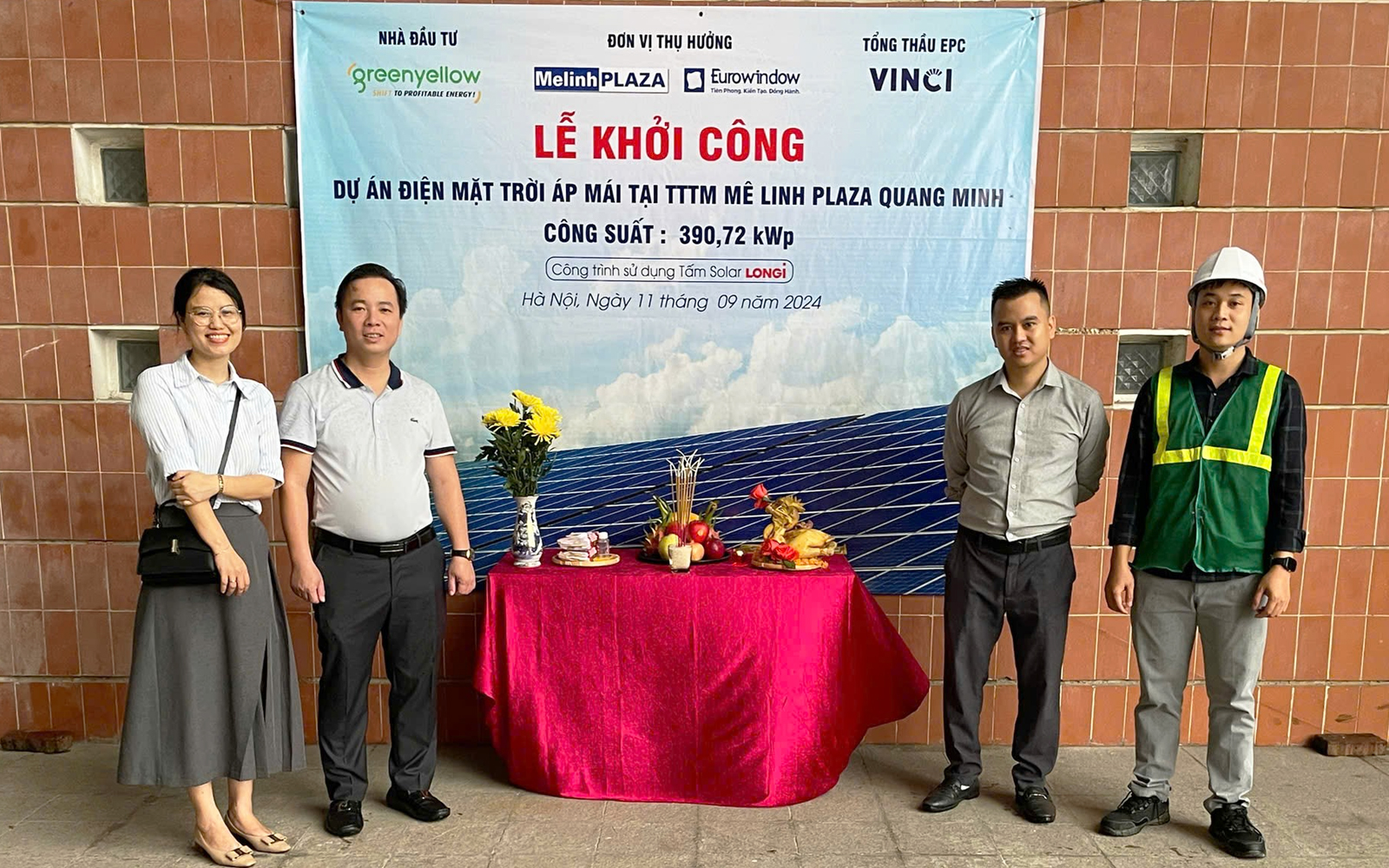 khởi công dự án điện mặt trời; khởi công dự án; khởi công; điện mặt trời; solar; vinci; vinci E&C; vinci power; điện mặt trời áp mái; vinci e&c khởi công điện mặt trời; lễ khởi công; mê linh plaza; green yellow; chủ đầu tư green yellow;